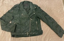Nwt Ci Sono Dark Forest Green Faux Leather Jacket W Sleeve Detail Sz Large