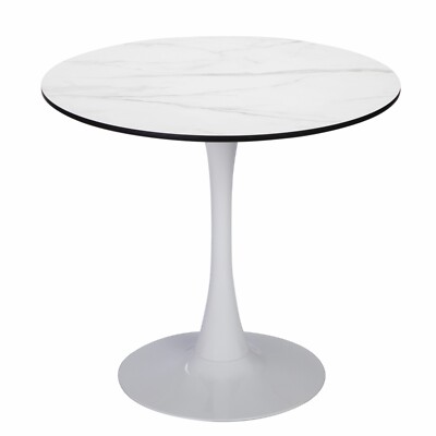 31.5'' Modern Tulip Table Round Kitchen Dining Table with Pedestal Base White