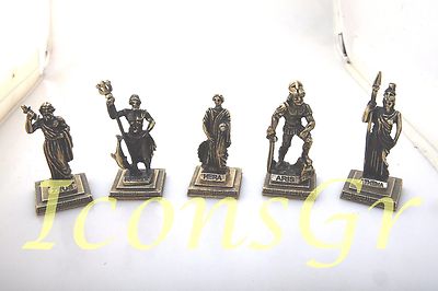 Ancient Greek Olympian God Miniature Sculpture Statue Zamac Ares King War Gold