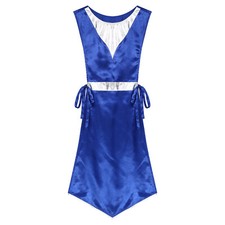 Womens Metallic Praise Dance Tunics Dress Lace-Up Sleeveless Sides Split Overlay