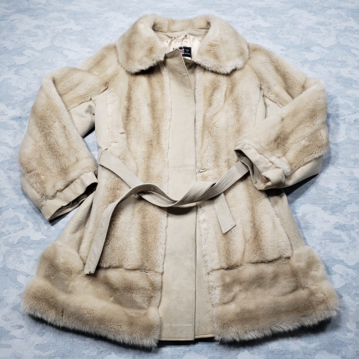 リアルファー　fur used Vintage Lilli Ann Faux Fur Coat Womens Medium Brown Lobster Clasp