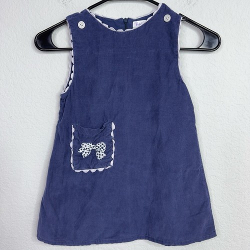 Rachel Riley Dress Girls 5Y Blue Corduroy Sleeveless Cottagecore Preppy Timeless