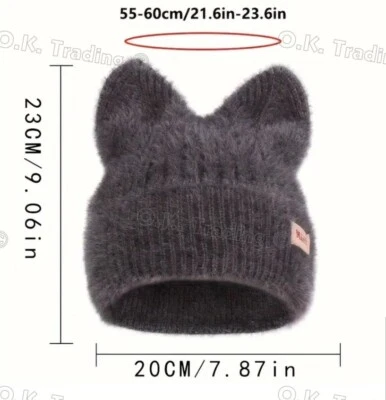 MARTIN Chic Ultradicke Farbige Strickmütze Mit Katzenöhrchen . 🇩🇪