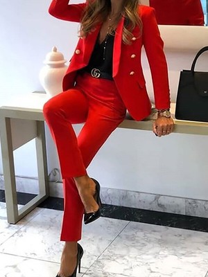 آرثر الرقابة فتيل tailleur pantalone rosso - clarebettison.com