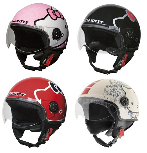 Casco Moto Demi Jet Omologato Hello Kitty con visiera e interni in  microfibra | eBay