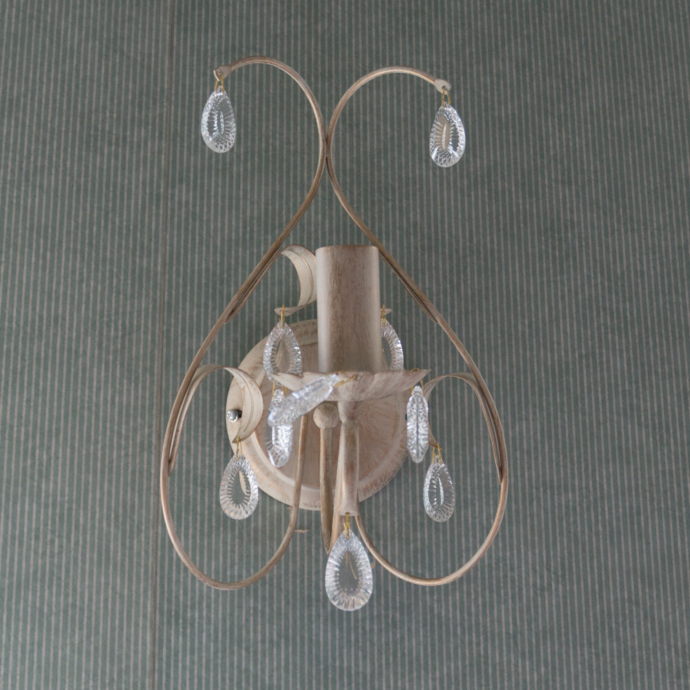 Litecraft Wall Light Leaf Style Crystal Effect 1 Arm Fitting - Ivory Clearance