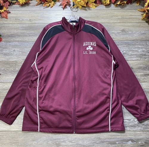 Aquinas Sweatshirt Size Large Maroon Red Full Zip Lucky Irish Track Jacket - 第 4/12 張圖片