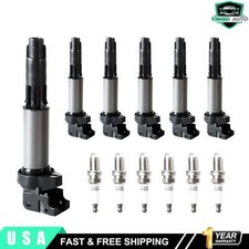 6pcs Ignition Coils for 328i E90 2007-2013 I6 3.0L Petrol w Iridium Spark Plugs