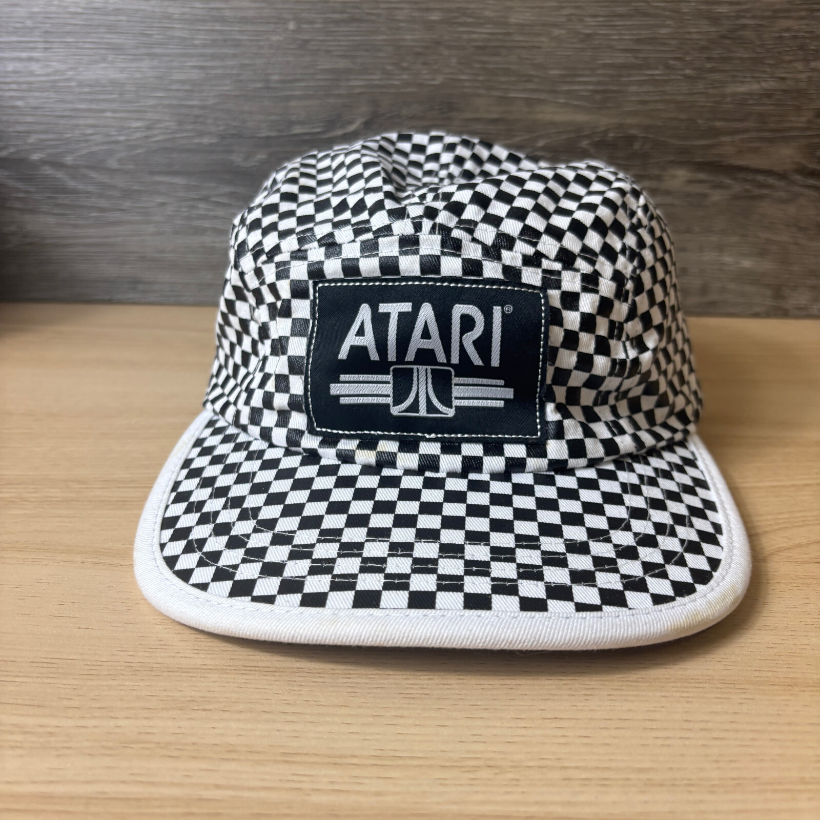 Atari Hat Cap Strap Back Black White Panel Checke… - image 1