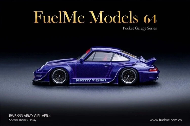 Fuelme 1:64 White RWB 993 Army Girl Racing Sports Model