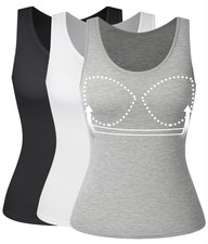 Women Slimming Cami Padded with Built-in Bra Vest Tank Top Body Shaper Shapewear
