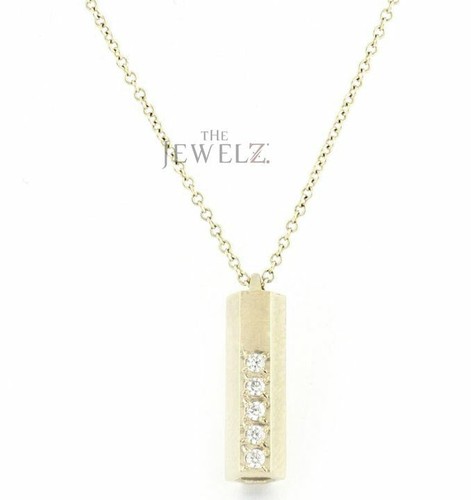 Collana con ciondolo in oro 14 carati VS/F-G diamante design tubo cavo - The Jewelz - Foto 1 di 4