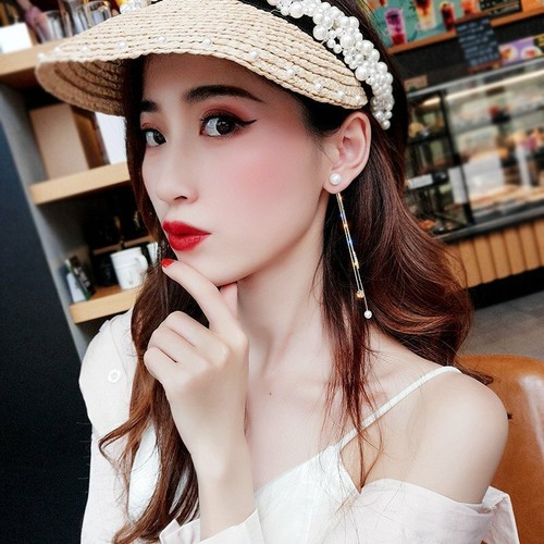 925 Silver Pearl Crystal CZ Ear Stud Earrings Drop Dangle Women Wedding Jewelry - Photo 29 sur 81