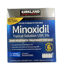 Kirkland Minoxidil 5 Extra Strength Men Hair Regrowth Treatment 6 Month Supply