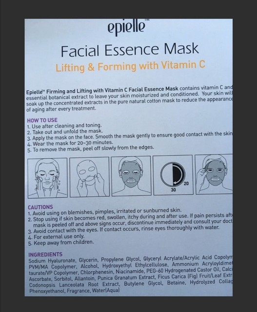 Epielle Facial Essence Mask Vitamin C Firming Lifting & Rejuvenating 4 Masks for sale online eBay