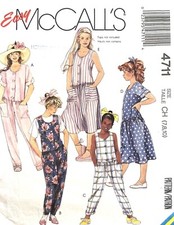 1980's McCall's Girls' Jumpsuit,Dress Pattern 4711 Size 7-10 UNCUT
