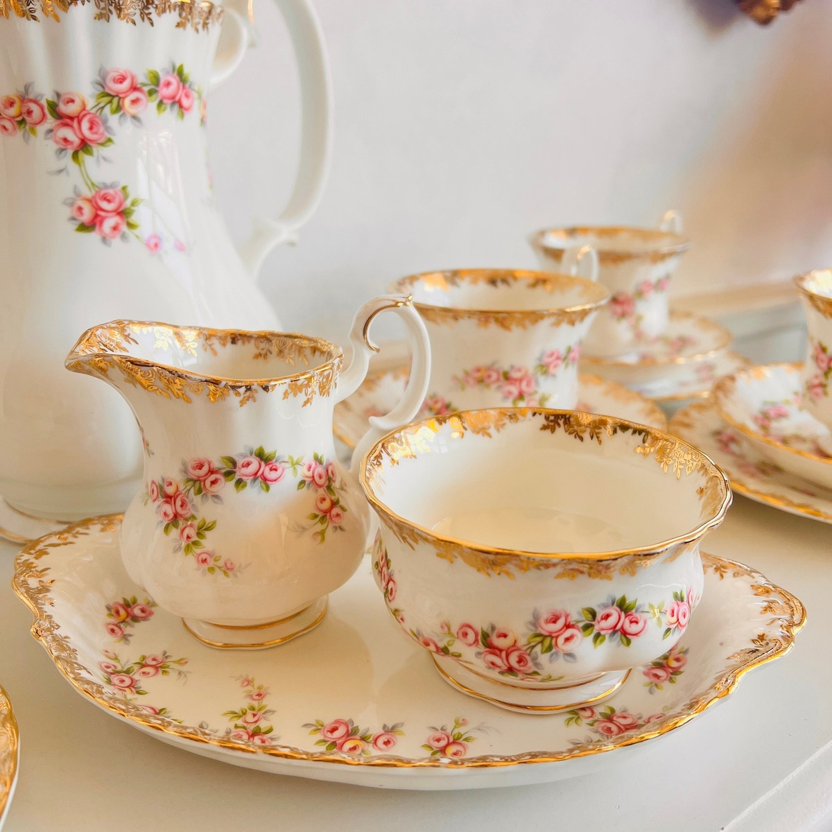 ロイヤルアルバート　  DIMITY ROSE セット Large Selection of Royal Albert England DIMITY ROSE Bone