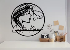 Custom Hair Dresser Metal Sign, Personalized Hair Stylist Name Sign Wall Decor