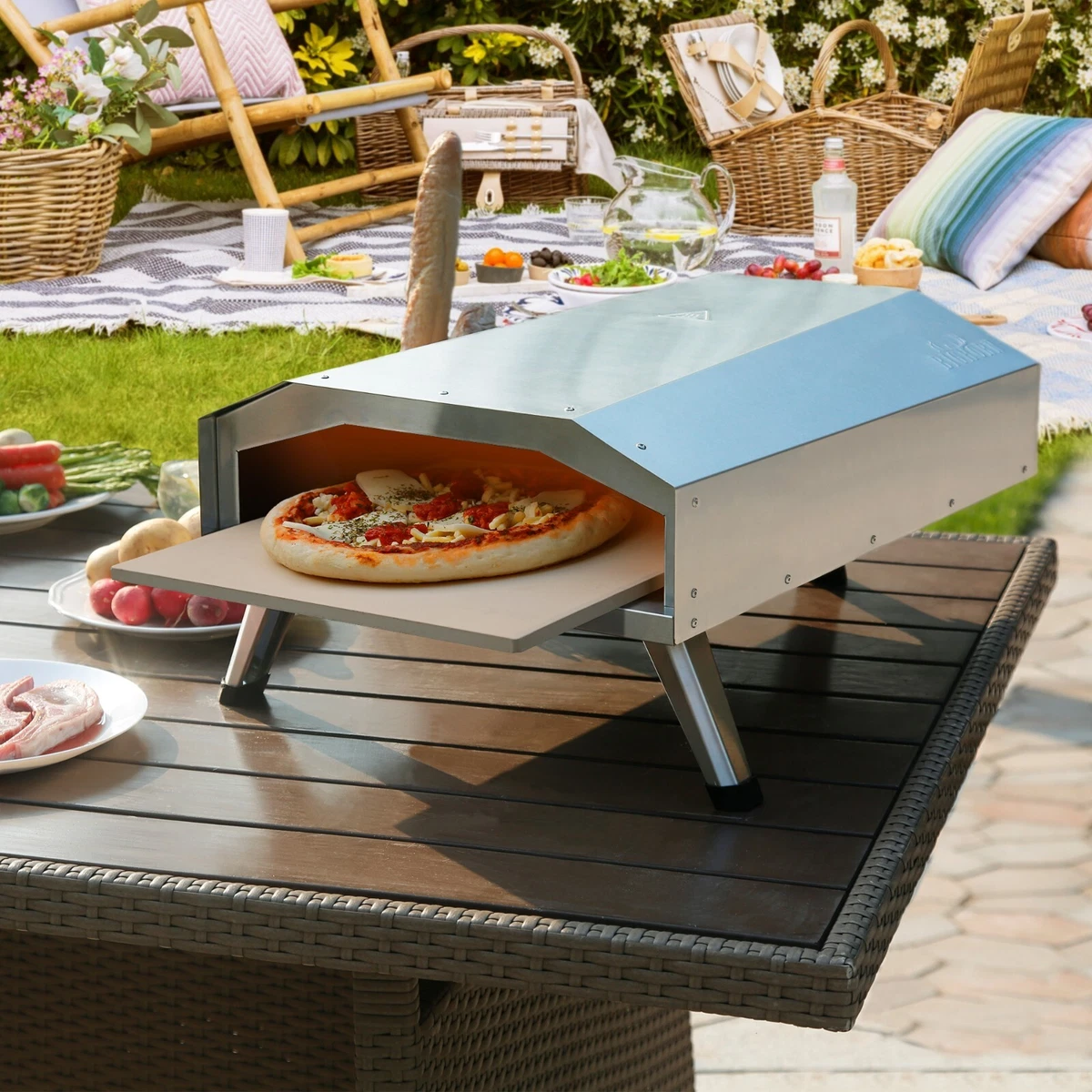 BIG HORN OUTDOORS 12 inch Gas Pizza Oven Propane, Portable Outdoor Oven,  Steak | eBay