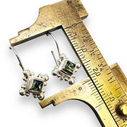 Bali Silver Natural Peridot Hook Drop Earrings Sterling 925 - Picture 12 of 13