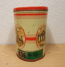 30er 40er Blechdose Hillers Milch-Knusper-M&uuml;nzen Werbung  Vintage Holstentor !
