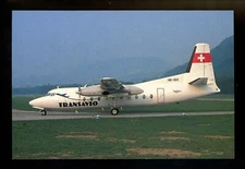 Aviation Airplane Airline postcard CAP FOKKER F 27 TRANSAVIO HB-ISH No 62