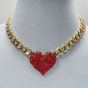 MORE NECKLACES AVAILABLE N9 GOLD COLOURED SILVER JEWELLED HEART SHAPE PENDANT