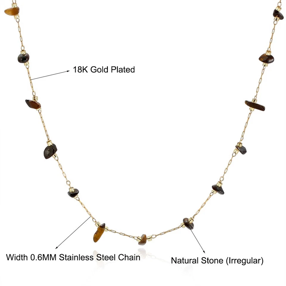 Lote de 12 collares de cadena de cuentas de cristal irregulares de acero inoxidable para mujer al por mayor Foto 4 de 4