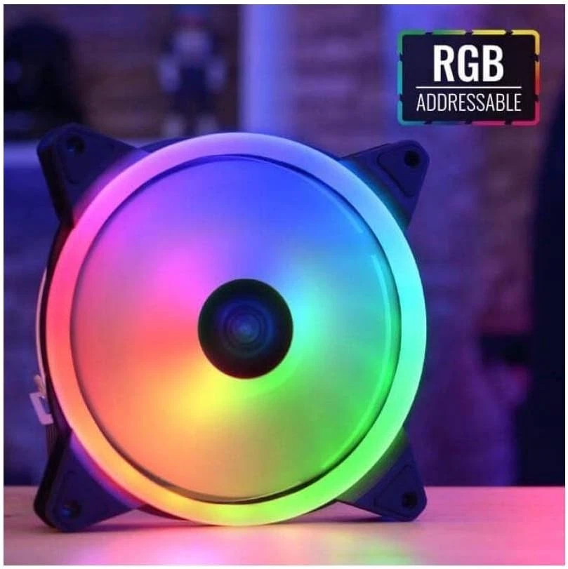 Aerocool Duo 14 ARGB LED PC Fan, 140 mm, 1000 rpm, Curved Fan Blades - Image 3 of 4