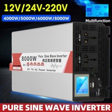 Pure Sine Wave Power Inverter 5000W-8000W Max 12V-48V to 220V-240V USB