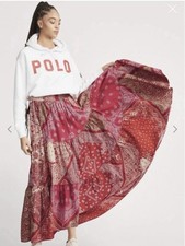 POLO RALPH LAUREN Paisley Patchwork Long Tiered Maxi Skirt Peasant Western SZ 8