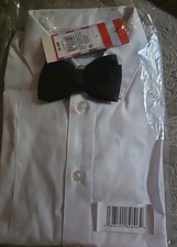 New Cat  Jack Boys White Dress Tuxedo Shirt  Black Bow Tie Size Large
