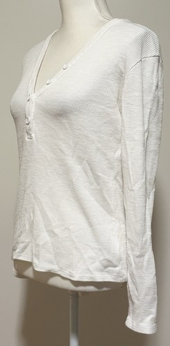 Damen James PERSE weiß Button Down Henley Langarm Gr. 1 - Bild 4 von 8