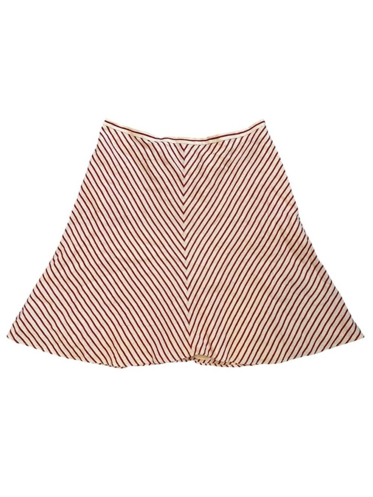 Ralph Lauren Linen Skirt Cream Red Striped Knee Length Coastal Women’s 16 XL