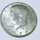 1970 D Kennedy Half Dollar 40% Silver Coin, Circulated Coin #6844