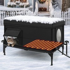 Heated Outdoor Cat House Weatherproof with Heating Pad, Heated Cats House for...