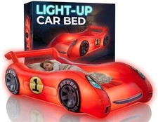 Sleep Racer Inflatable Kids Air Mattress with LED Light - Red Race Car