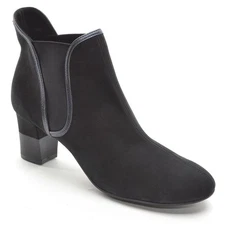 Ladies Arche Perek $465 Heeled Ankle Boots 35 / 4 Black Nubuck Shoes New in Box