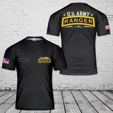 Custom Name US Army Ranger Tab - Airborne Ranger Veteran T-Shirt 3D