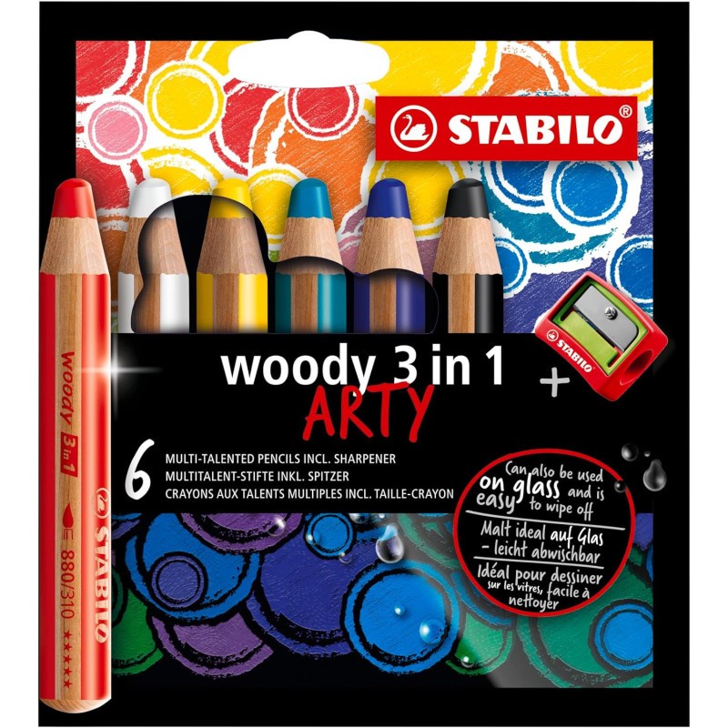 Crayons de couleur STABILO Woody 3 en 1 Arty incassables pour éviter les mines brisées