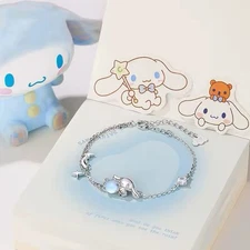 Sanrio Hello Kitty & Friends Cinnamoroll Silver Charm Bracelet Kawaii y2k Fairy