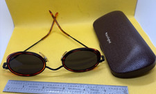 Vintage 1990s Small Oval Double Rim Sunglasses Tortoise 45mm x 26mm Hard Case