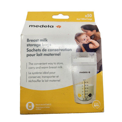 Medela Breast Milk Storage Bags 6oz 180ml 50 Count Leakproof BPA Free New Sealed