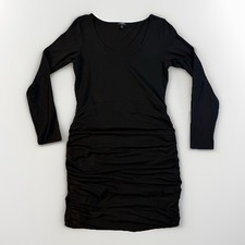 Express Brand Dress Body-Con Women Size L Black Long Sleeve Scoop Neck Solid