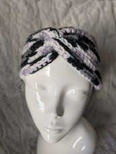 Crochet Headband Ear Warmer Black White Grey ...