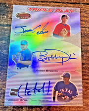 2004 Bowman's Best Triple Play Auto Juan Cedeno Bobby Brownlie Joaquin Arias