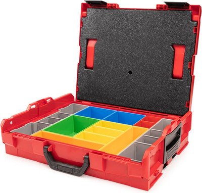 Shallow Stacking Tool Box (L-BOXX 1) with 12-Piece Organizer Bin Set and Lid Ins