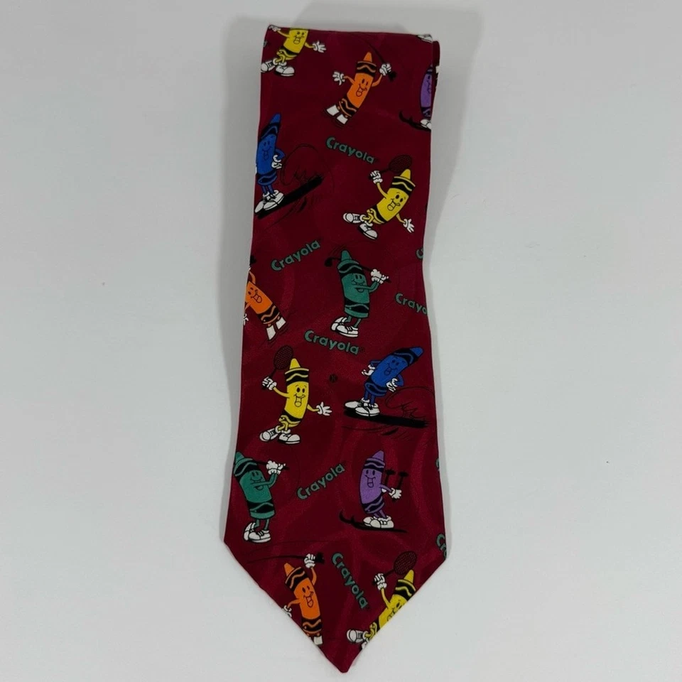 Corbata de Colección Crayola 100% Seda O/S Rojo Crayones Dibujos Animados Profesor Novedad EE. UU. Foto 2 de 4