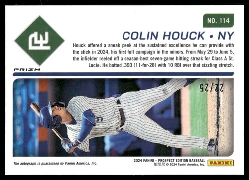 2024 Panini Prospect Edition COLIN HOUCK MOJO PRIZM AUTO /25 #114 - Foto 2 di 2