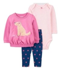 Carter's Girls 3 piece Set Body Suit Sweatshirt Pants Size 6M